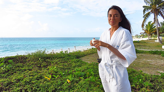 morning coffee on the beach at cuisinart