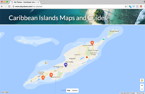 my places saved on anguilla map feature
