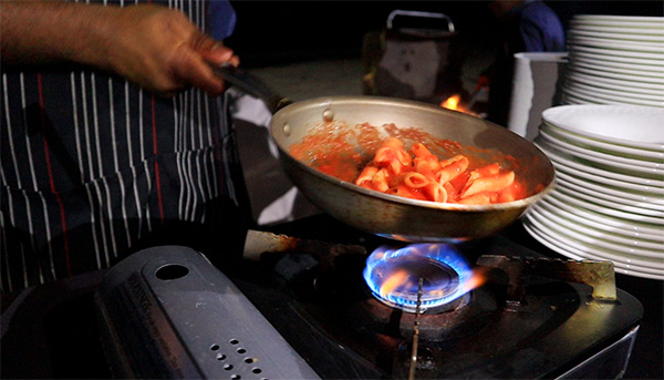 pasta station at cuisinart lobster bbq