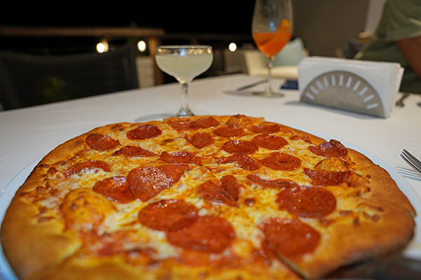 Pepperoni pizza at Blue Bar at CéBlue
