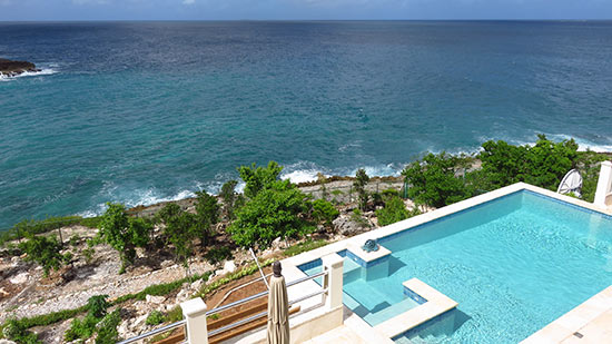 pool view of sunset beach house taken from above