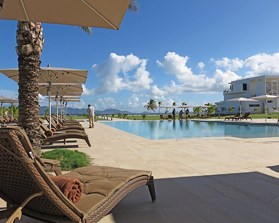 view from poolchaise at the reef at cuisinart