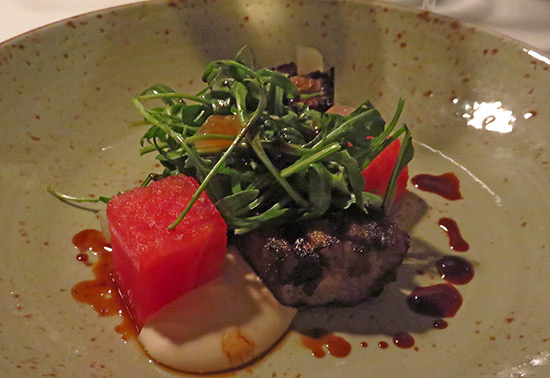 compressed watermelon with pork belly