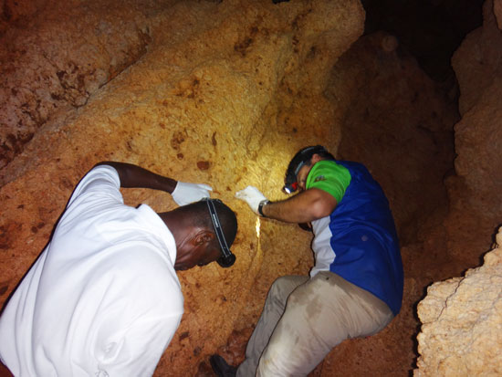 climbing inside katouche cave