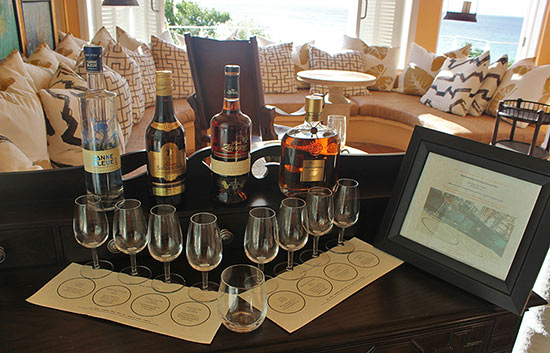 rum tasting display malliouhana