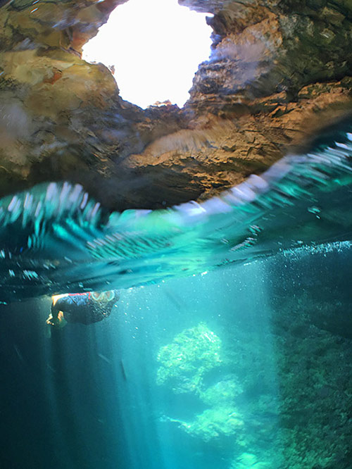 skylight inside scrub island cave