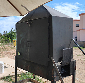 Smoke pit used to cook