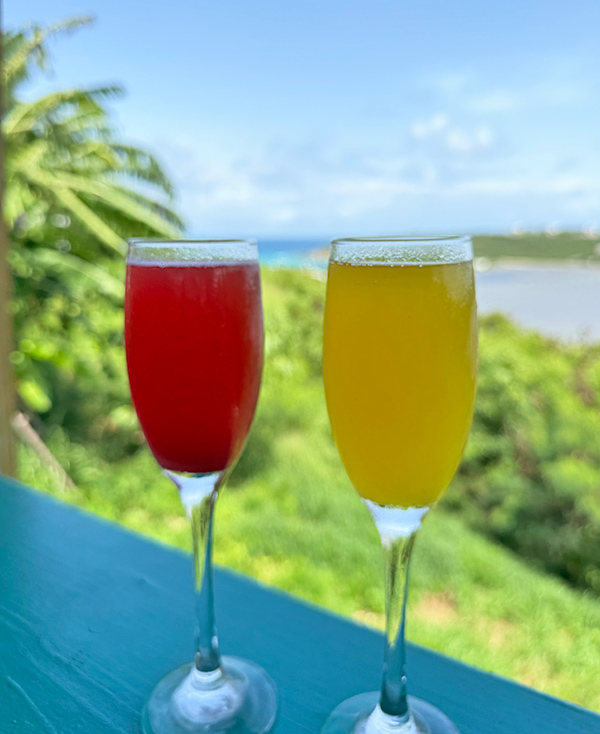 Anguilla restaurants, Tasty's POV Anguilla restaurant, strawberry and passionfruit mimosas!