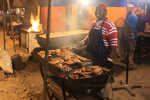 ribs being grilled at Kens BBQ