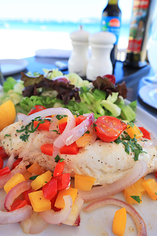 Traditionally Baked Anguillian Snapper Fillets at The Beach Bar and Grill at Cuisinart