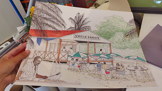 uncle ernies of yester year drawing found at devonish art gallery in anguilla