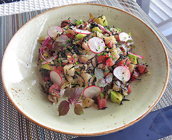 ahi tuna and kingfish poke bowl at malliouhana