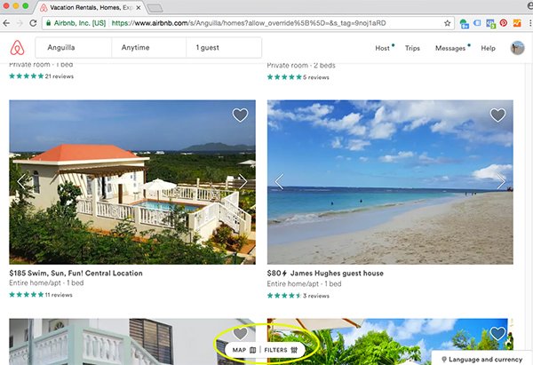 map and filter function on airbnb
