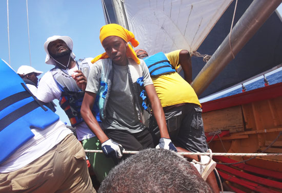 going around the stake during an anguilla sailboat race