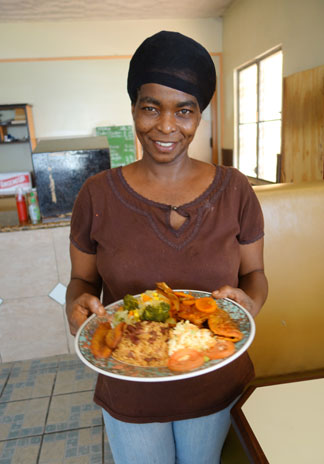 diane with scrumptious food at coconos