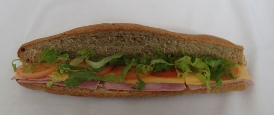 long bread sandwich at halls