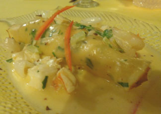 Anguilla hotels, Allamanda Beach Club, Anguilla restaurants, Zara's, appetizer, seafood crepe