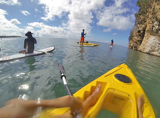 taking a break while kayaking and suping around little bay