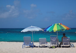 lounging on the beach at prickly pear