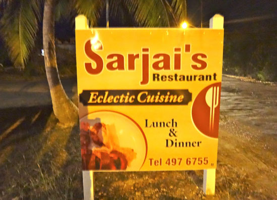 sarjais restaurant sign in anguilla