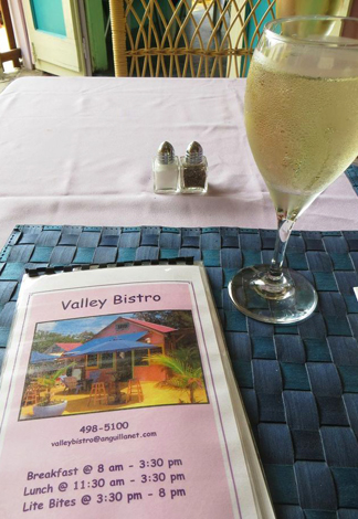 Anguilla restaurant, Valley Bistro, menu, wine