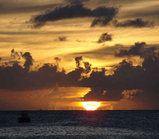 sunsets over island harbour