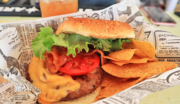 Bacon cheese burger at Olas
Tacos Bar & Grill