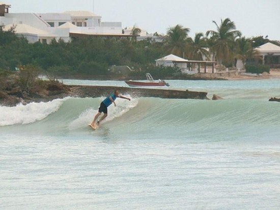 bart van deventer surfing anguilla during hurricane