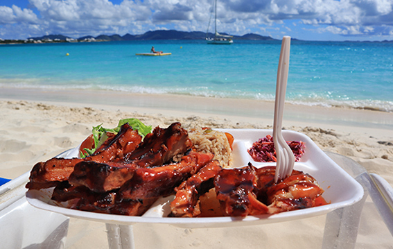 BBQ Chicken and ribs combo from Sunshine Shack beachbar N Grill