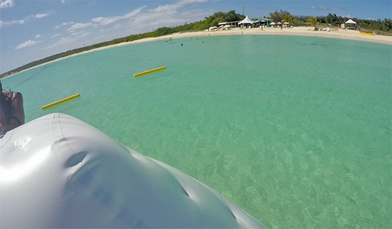 beautiful waters of cove bay seen from aqua park