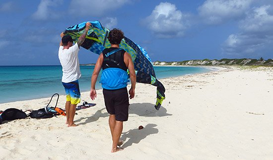 judd burdon giving a kitesurfing lesson in anguilla