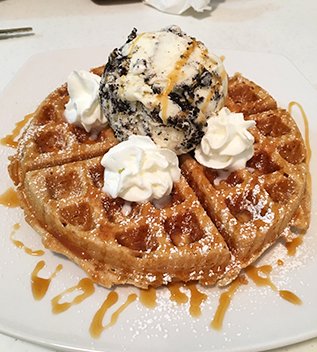 belgian waffle with cookies and cream