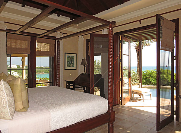 the master bedroom at bird of paradise villa
