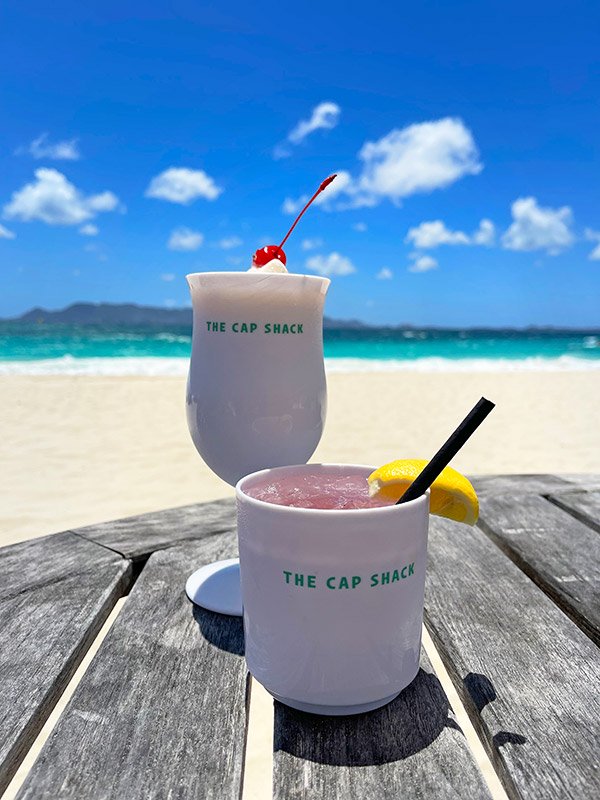 Cap Shack Beach Bar pina colada and G&T