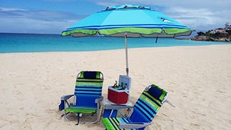 junie car rental umbrellas and coolers