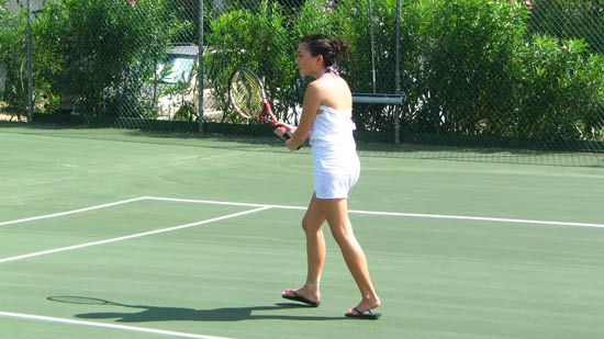playing tennis at carimar