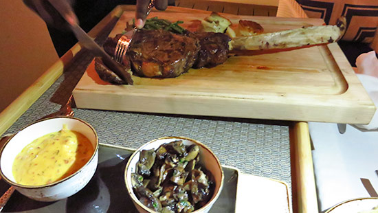 carving the tomahawk steak at malliouhana