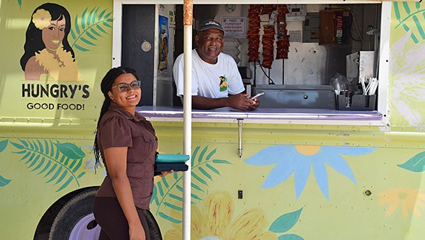 cassie and chef at the hungrys good food van, anguilla