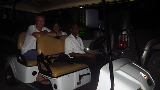 golf cart back up to the villa