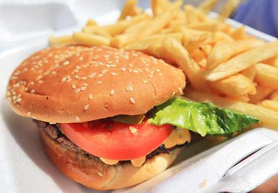 Cheese burger and fries