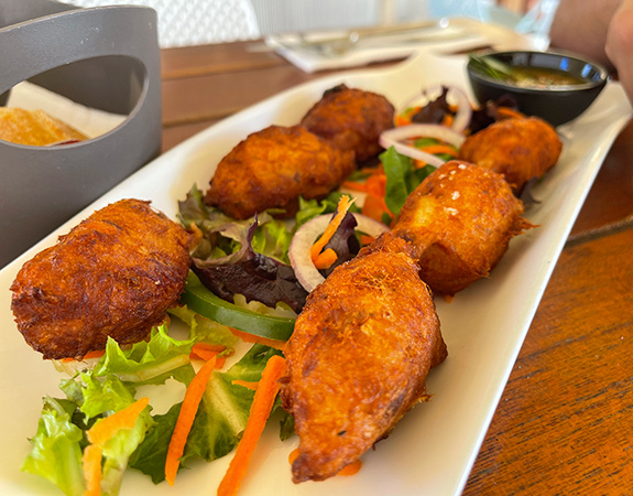 Cod fish fritters at La Playa Restaurant & Bar