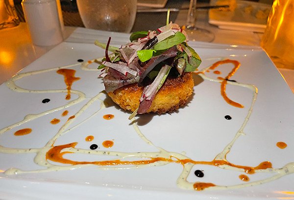 Crab cake at SALT Restaurant & Bar at The Morgan Resort & Spa