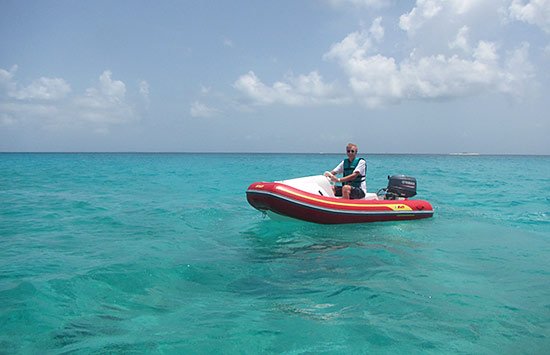 sandy island in the distance