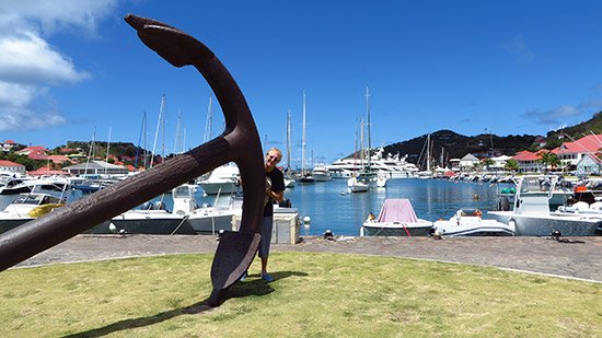 dad with mega anchor in st. barths