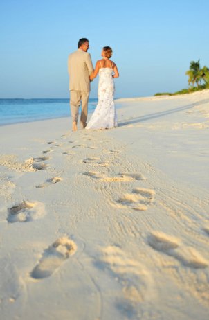 bride and groom on the beach at anguilla wedding