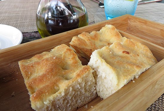 focaccia bread at zemi beach house