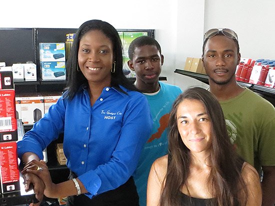 gadget city co-owner candis mkoba with nori, jose and kirmani