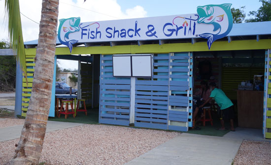 going inside fish shack and grill