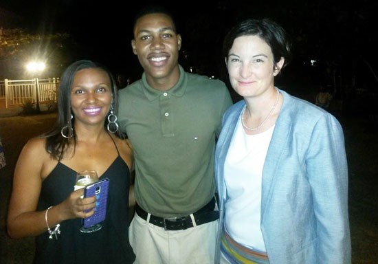 Governor Christina Scott with kareen carty and zharnel hughes