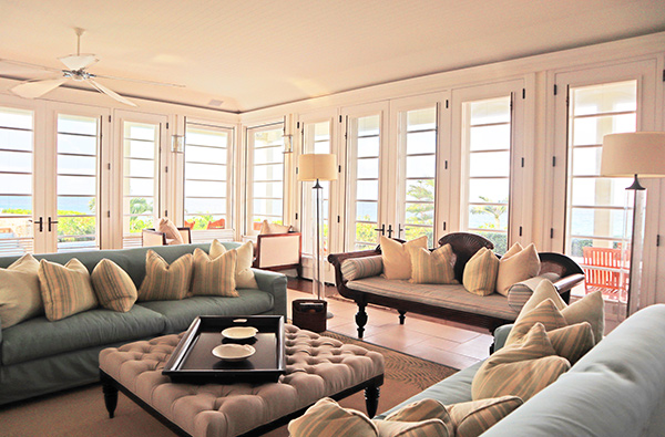 Living room at Santosha Villa Estate on Long Bay